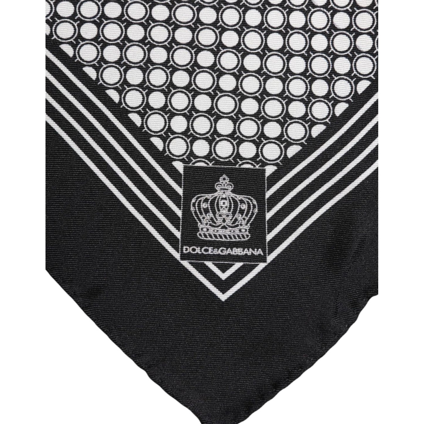 Dolce & Gabbana Black White Patterned Square Men Foulard Scarf