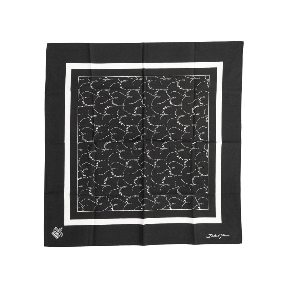 Dolce & Gabbana Black White Printed Square Foulard Scarf