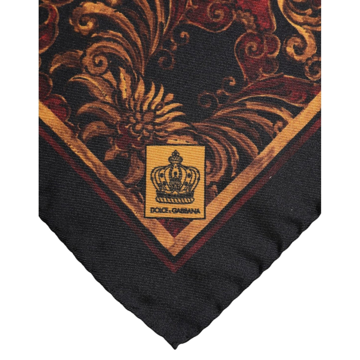 Dolce & Gabbana Black Floral Silk Square Men Foulard Scarf