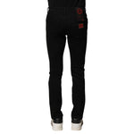 Dolce & Gabbana Black Cotton Logo Plaque Slim Denim Jeans