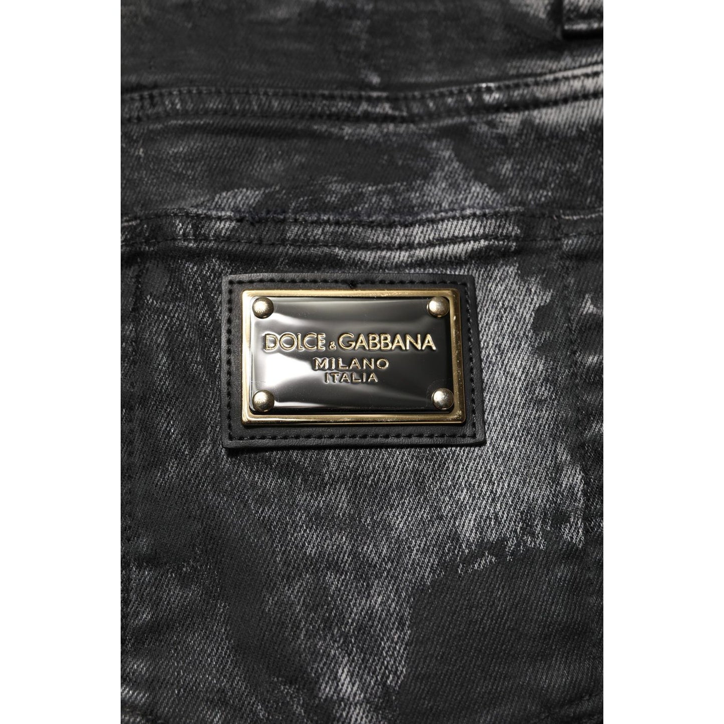 Dolce & Gabbana Black Washed Embellished Skinny Denim Jeans