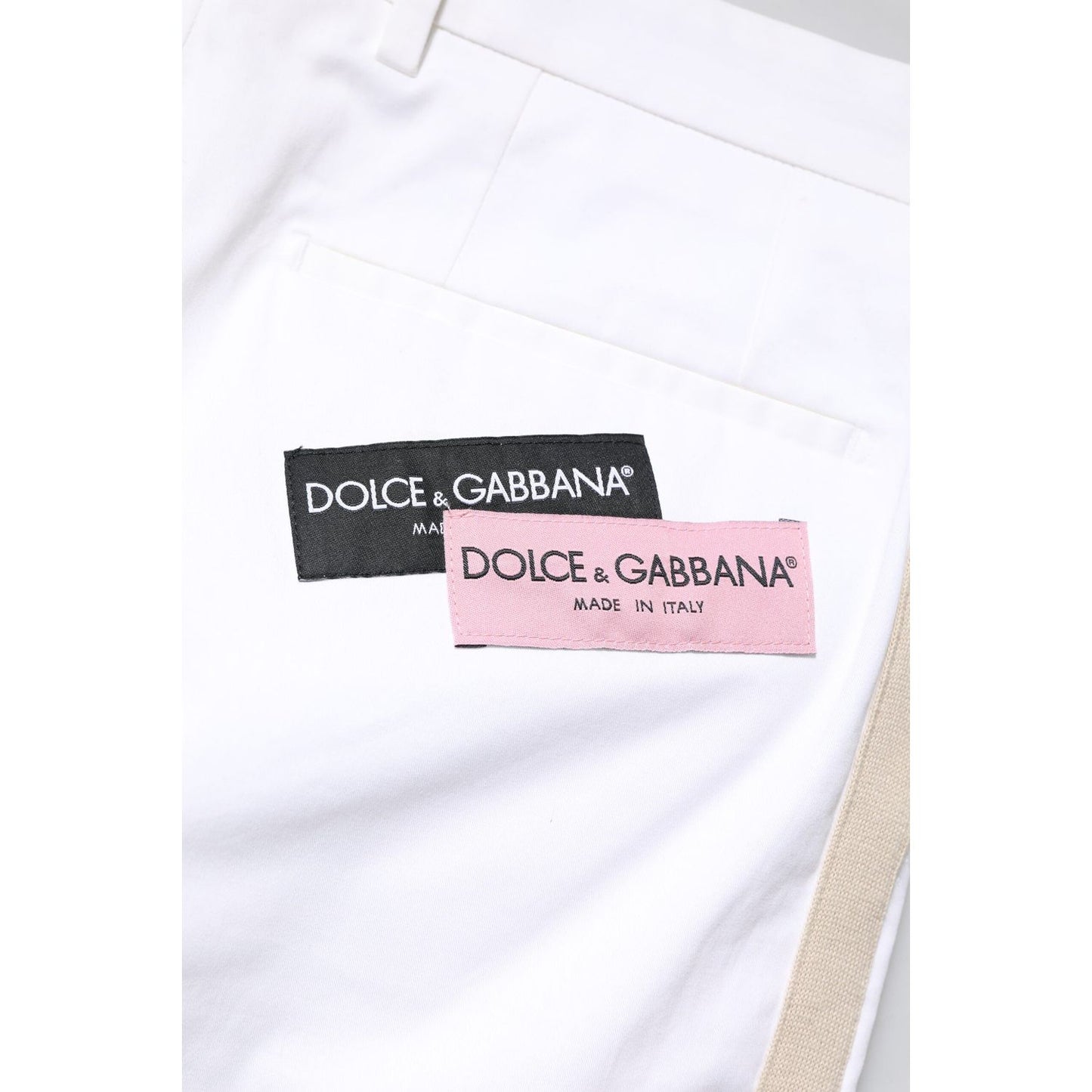 Dolce & Gabbana White Cotton Straight Logo Men Pants