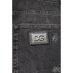 Dolce & Gabbana Black Washed Tattered Slim Fit Denim Jeans