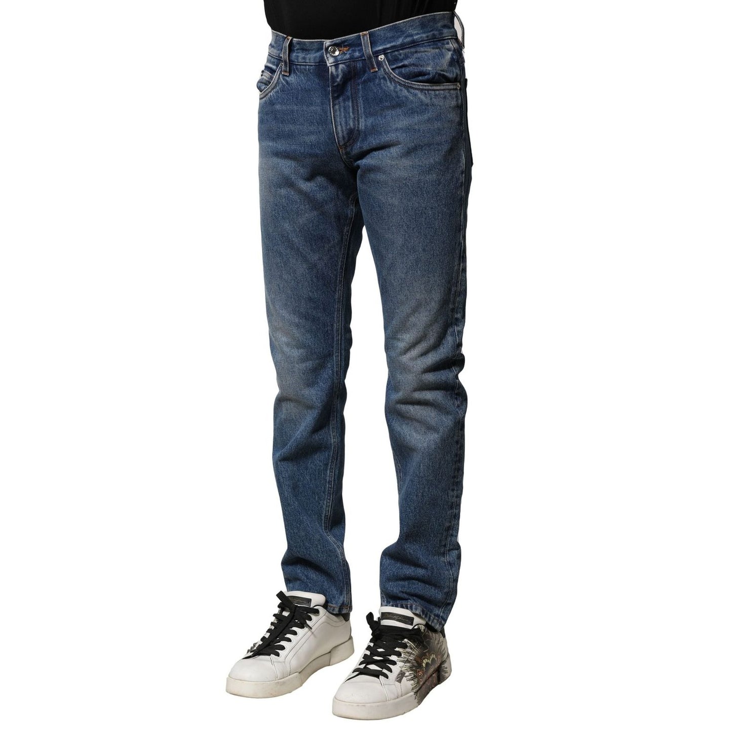 Dolce & Gabbana Blue Cotton Stretch Slim Fit Men Denim Jeans