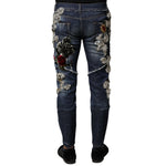 Dolce & Gabbana Blue Cotton Rhinestone Embellish Denim Jeans PAN76445-44