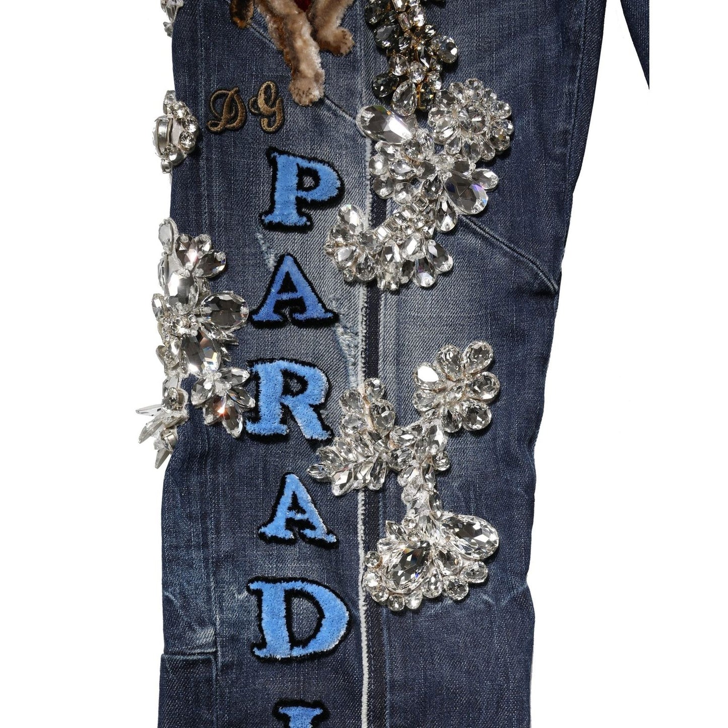 Dolce & Gabbana Blue Cotton Rhinestone Embellish Denim Jeans PAN76445-44