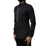 Dolce & Gabbana Black Cotton SICILIA Logo Men Dress Shirt