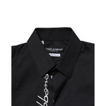 Dolce & Gabbana Black Cotton SICILIA Logo Men Dress Shirt