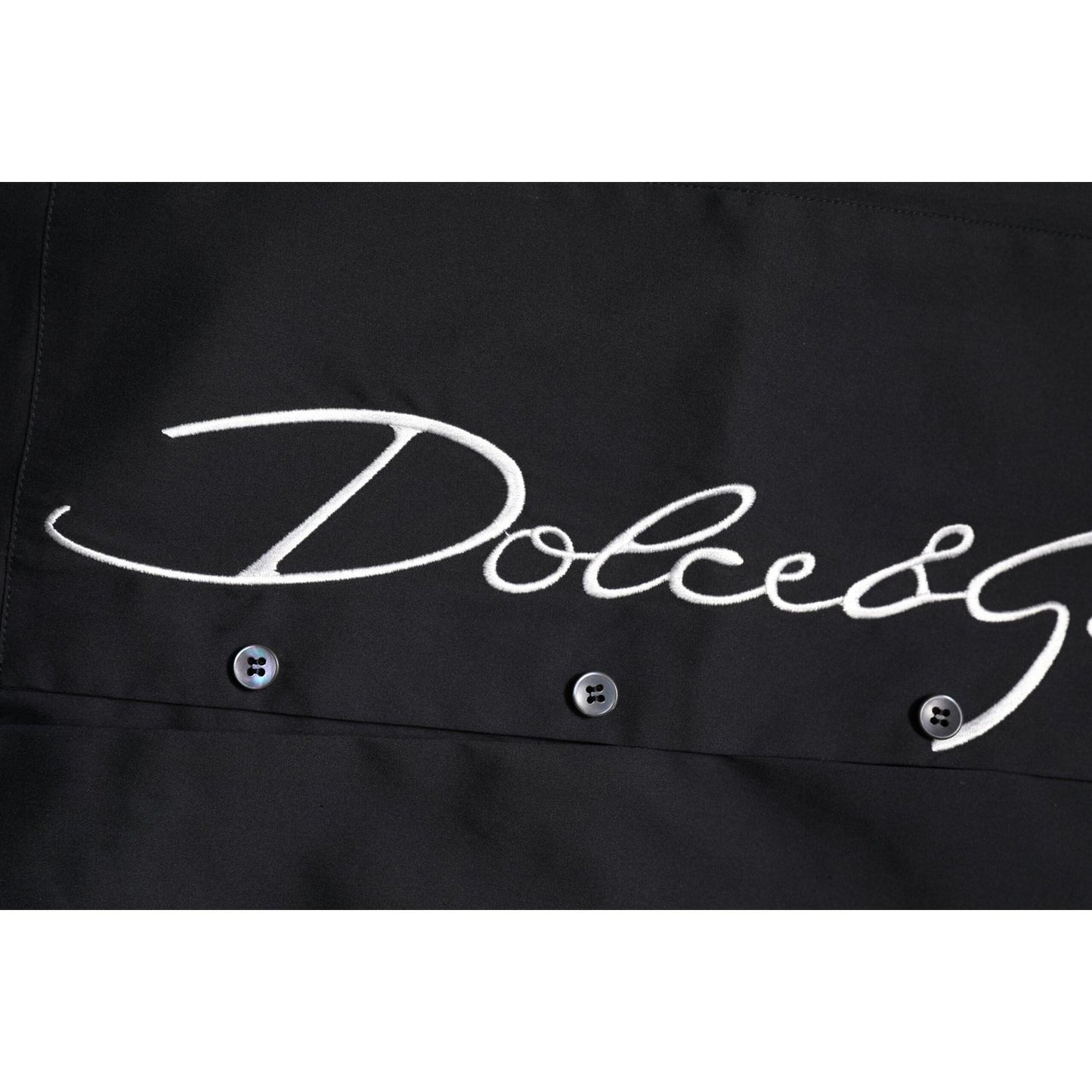 Dolce & Gabbana Black Cotton SICILIA Logo Men Dress Shirt