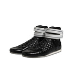 Dolce & Gabbana Black Quilted Leather Lace Up Sneakers Shoes