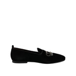 Dolce & Gabbana Black Velvet Crystal Crown Loafers Dress Shoes MV7513-44