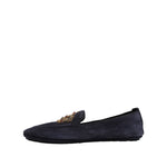 Dolce & Gabbana Blue Suede Crown Crystal Loafers Dress Shoes MV7531-41