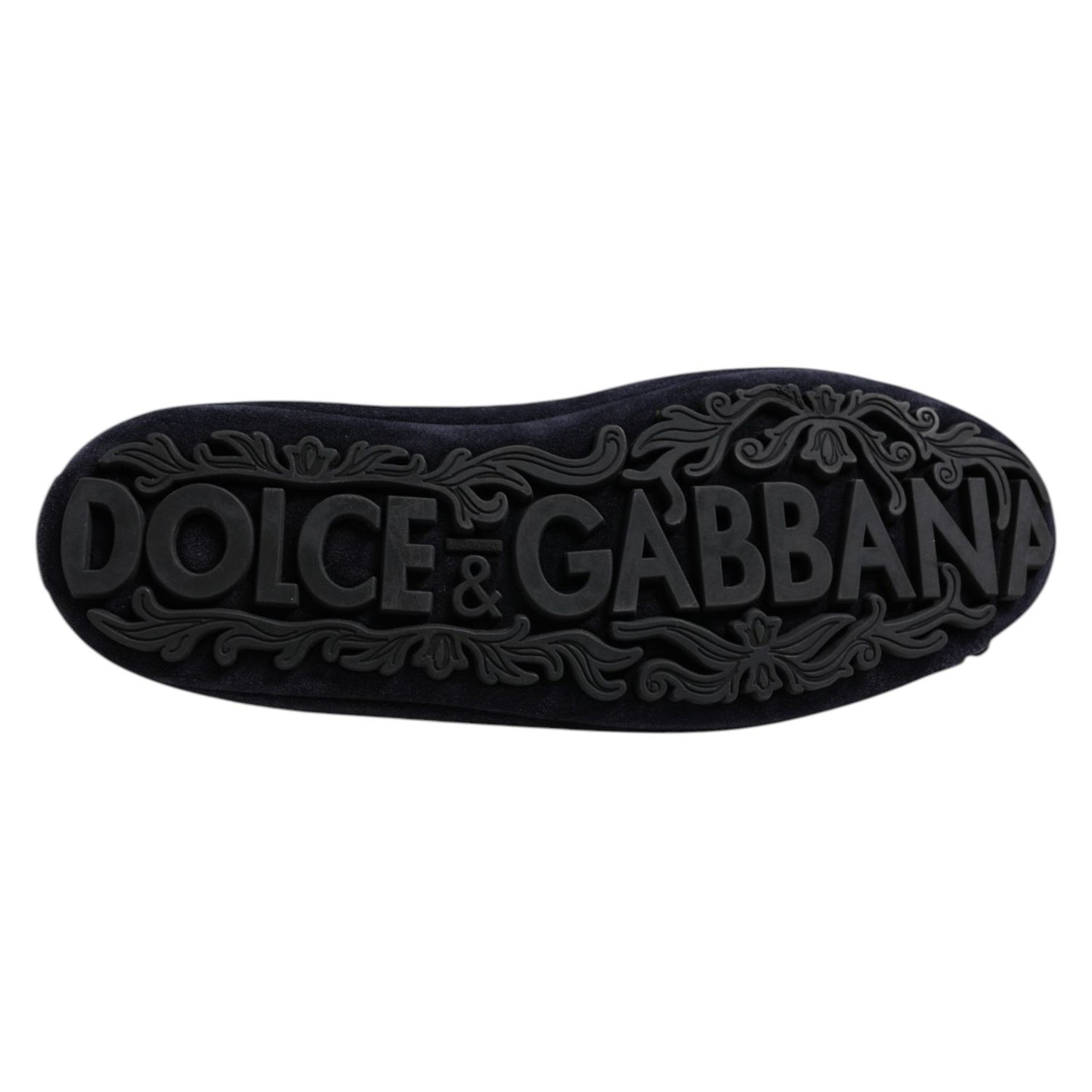 Dolce & Gabbana Blue Suede Crown Crystal Loafers Dress Shoes MV7531-41