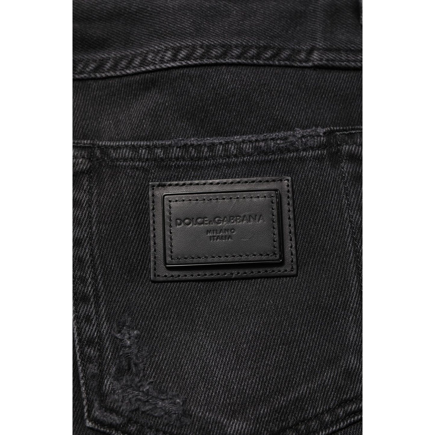 Dolce & Gabbana Black Cotton Logo Plaque Skinny Denim Jeans PAN76343-52