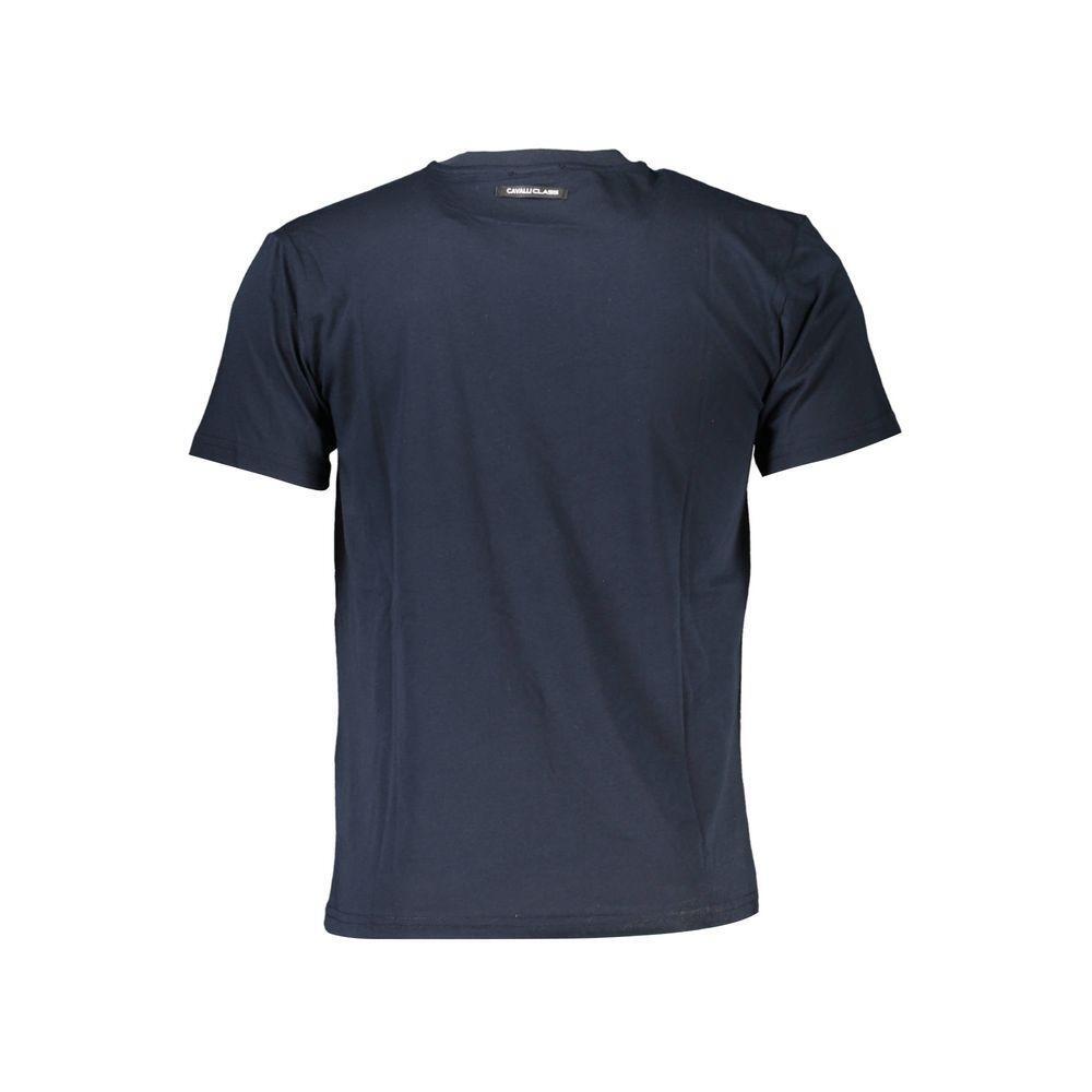 Cavalli Class Blue Cotton T-Shirt CA-21338-XXL