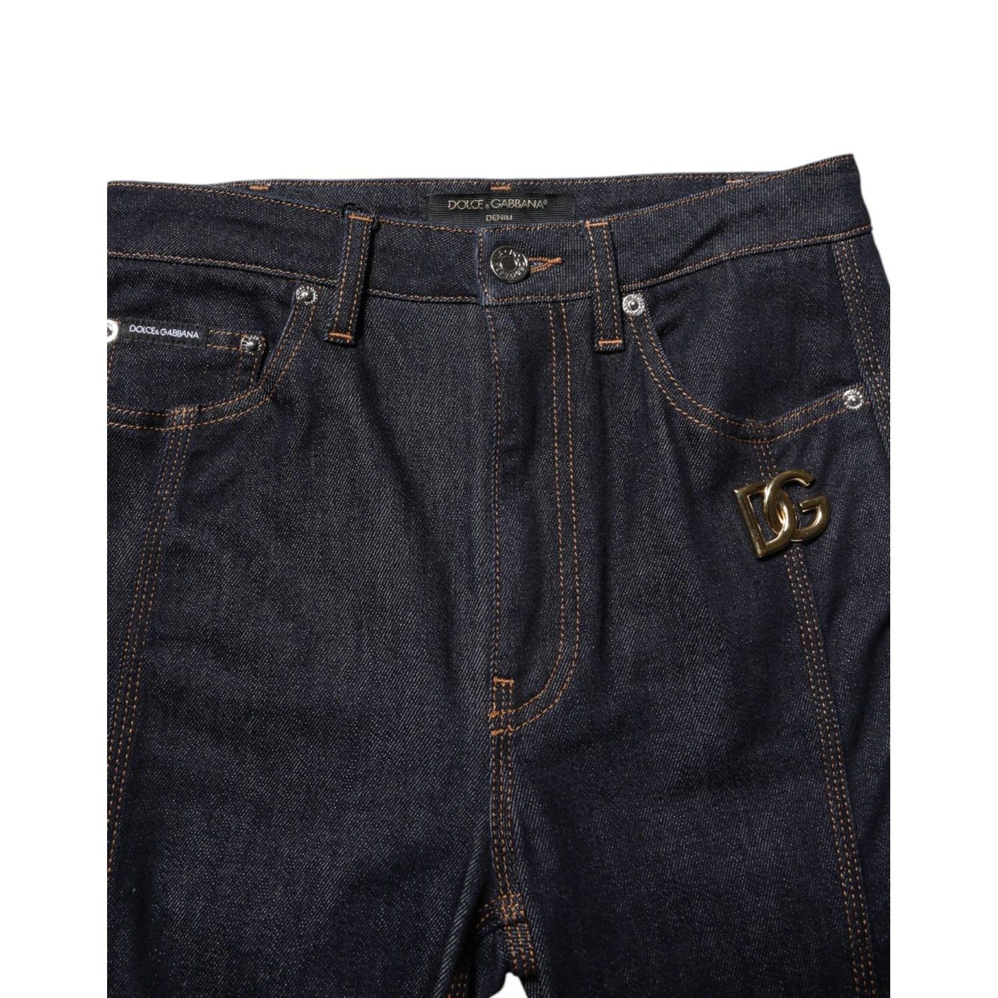Dolce & Gabbana Black Cotton Mid Waist Bootcut Denim Jeans