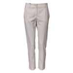 Dolce & Gabbana White Wool Mid Waist Tapered Trouser Pants PAN75572-38