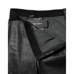 Dolce & Gabbana Black Leather Elastic Waist Pants PAN75963-40