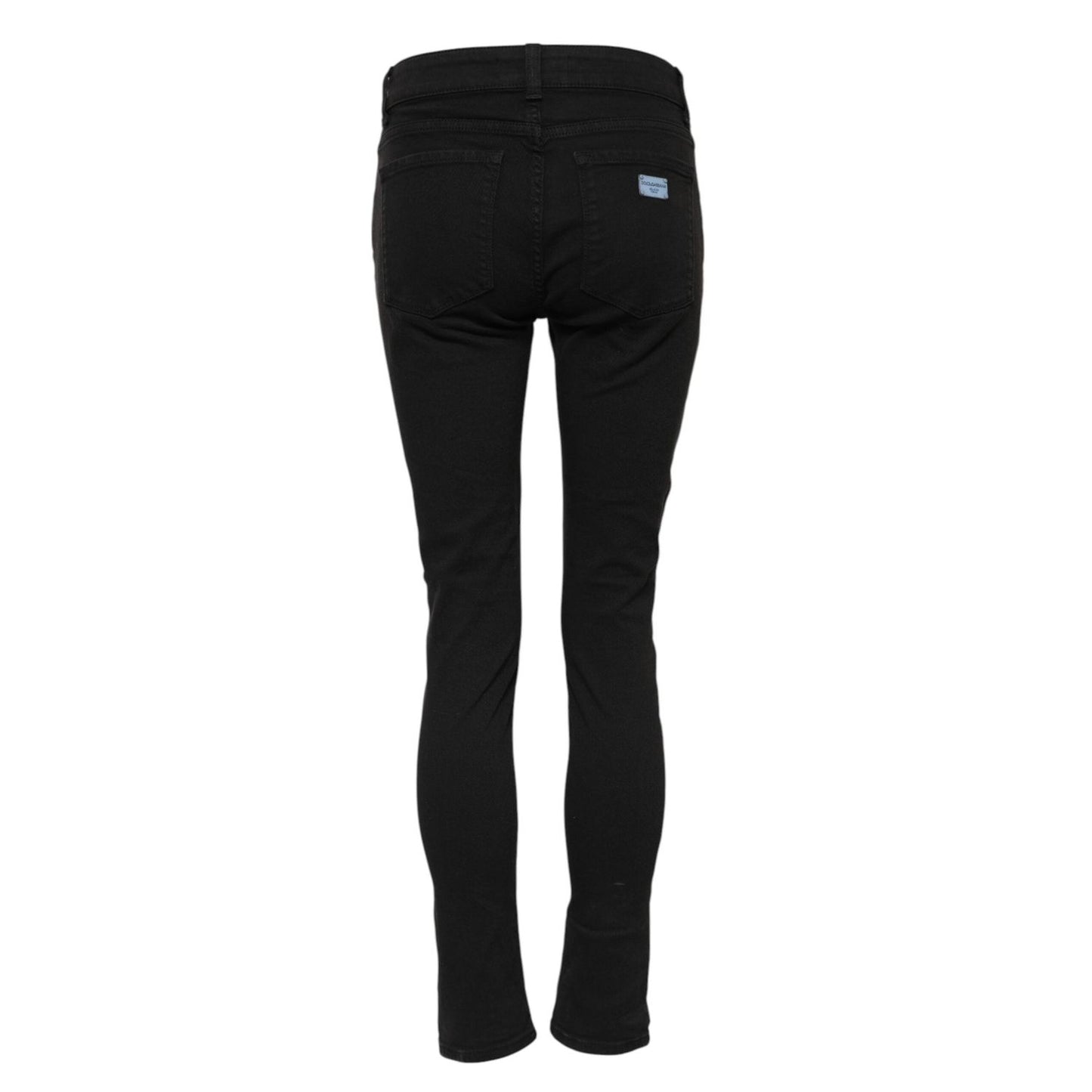 Dolce & Gabbana Black Cotton Logo Skinny Mid Waist Denim Jeans PAN75980-38