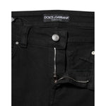 Dolce & Gabbana Black Cotton Logo Skinny Mid Waist Denim Jeans PAN75980-38