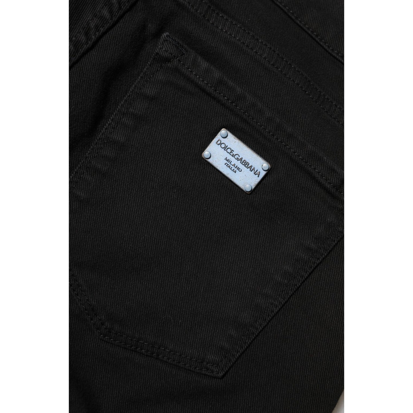 Dolce & Gabbana Black Cotton Logo Skinny Mid Waist Denim Jeans PAN75980-38