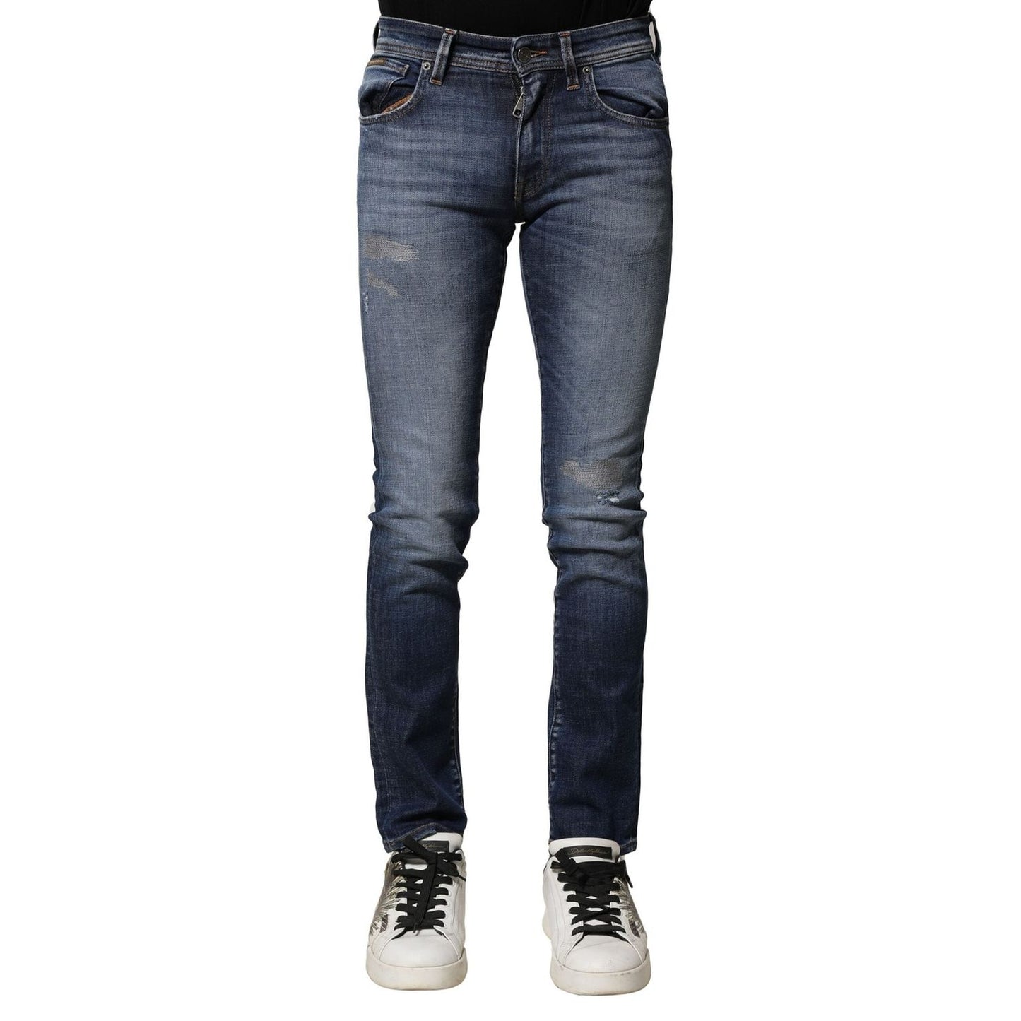 Dolce & Gabbana Blue Washed Cotton Slim Fit Men Denim Jeans PAN75596-44