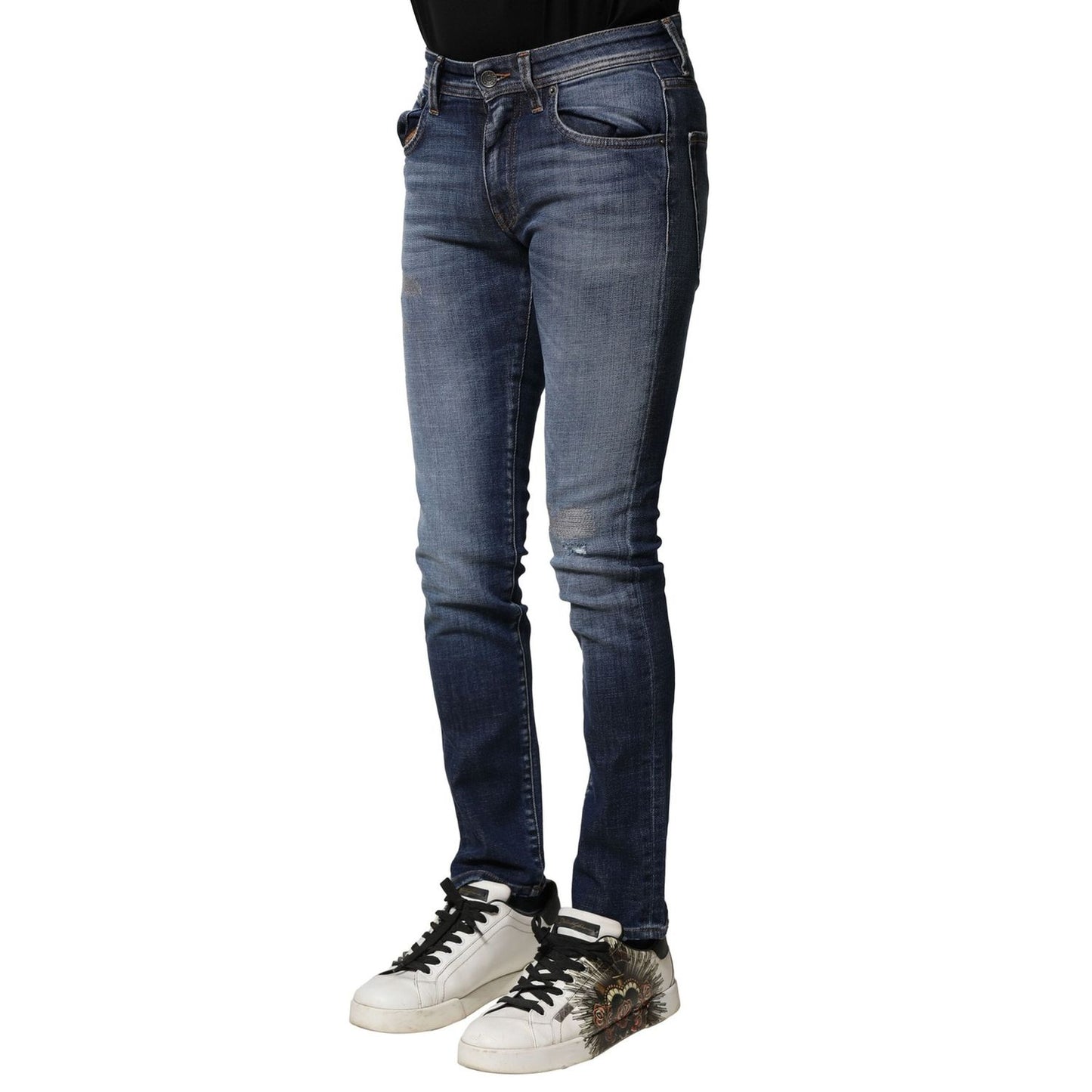 Dolce & Gabbana Blue Washed Cotton Slim Fit Men Denim Jeans PAN75596-44