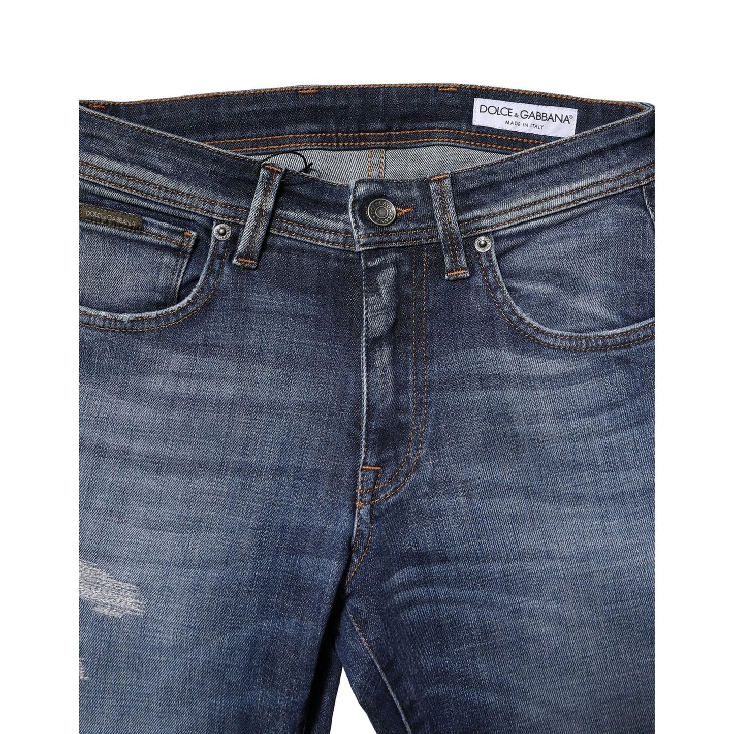 Dolce & Gabbana Blue Washed Cotton Slim Fit Men Denim Jeans PAN75596-44