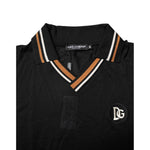 Dolce & Gabbana Black DG Silk Vneck Collared Men Polo T-shirt TSH90353-46