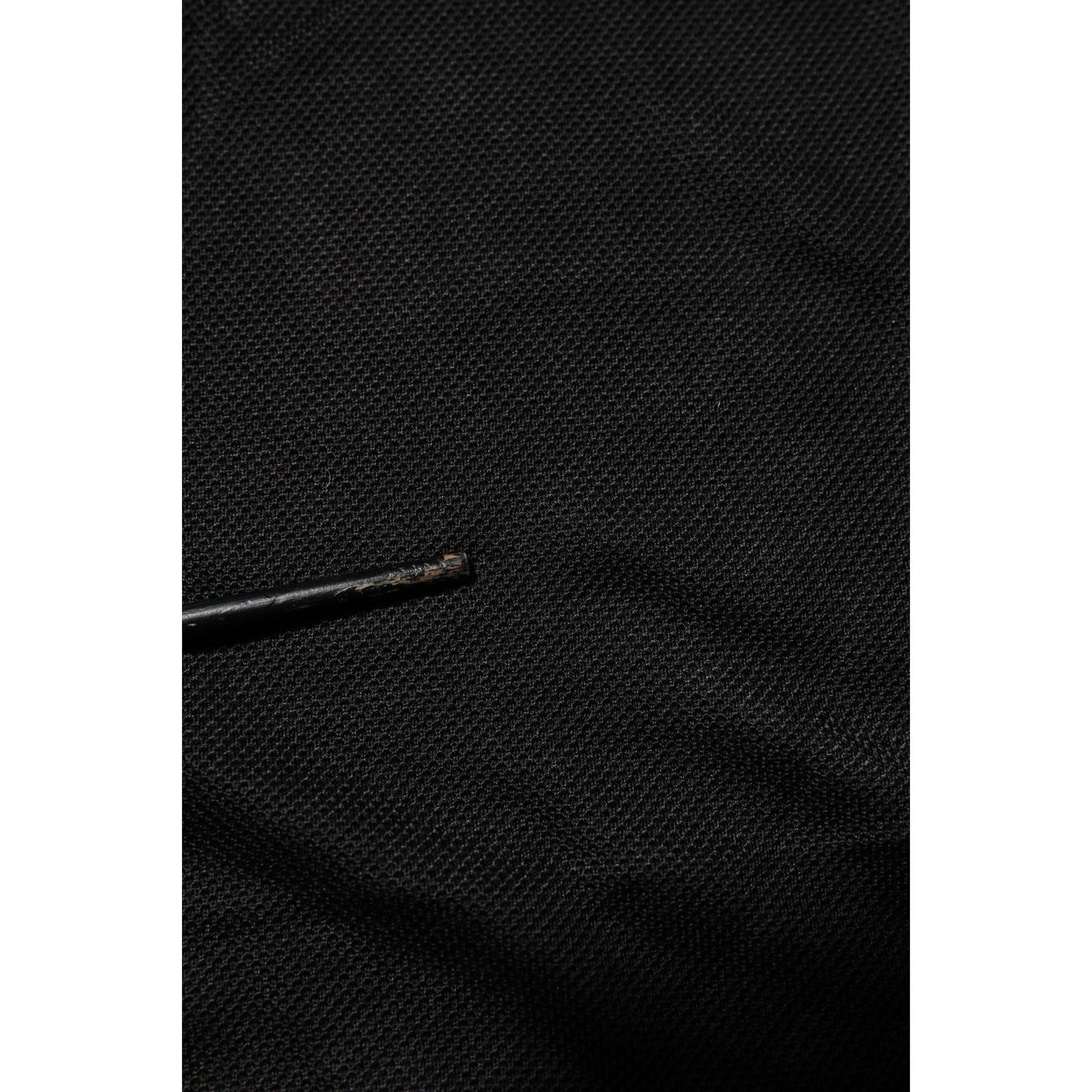 Dolce & Gabbana Black DG Silk Vneck Collared Men Polo T-shirt TSH90353-46