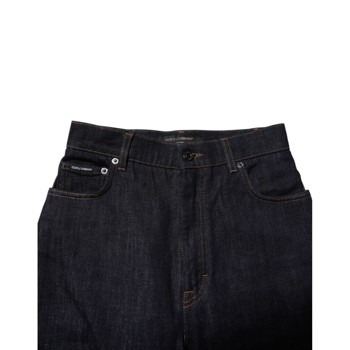 Dolce & Gabbana Blue Cotton High Waisted Flared Denim Jeans PAN76254-40