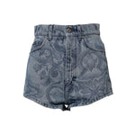 Dolce & Gabbana Blue Floral Print Denim Cotton Hot Pants Shorts PAN7492-40