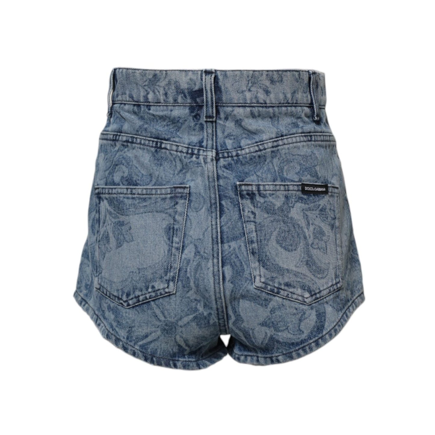 Dolce & Gabbana Blue Floral Print Denim Cotton Hot Pants Shorts PAN7492-40