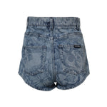 Dolce & Gabbana Blue Floral Print Denim Cotton Hot Pants Shorts PAN7492-40