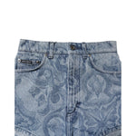 Dolce & Gabbana Blue Floral Print Denim Cotton Hot Pants Shorts PAN7492-40