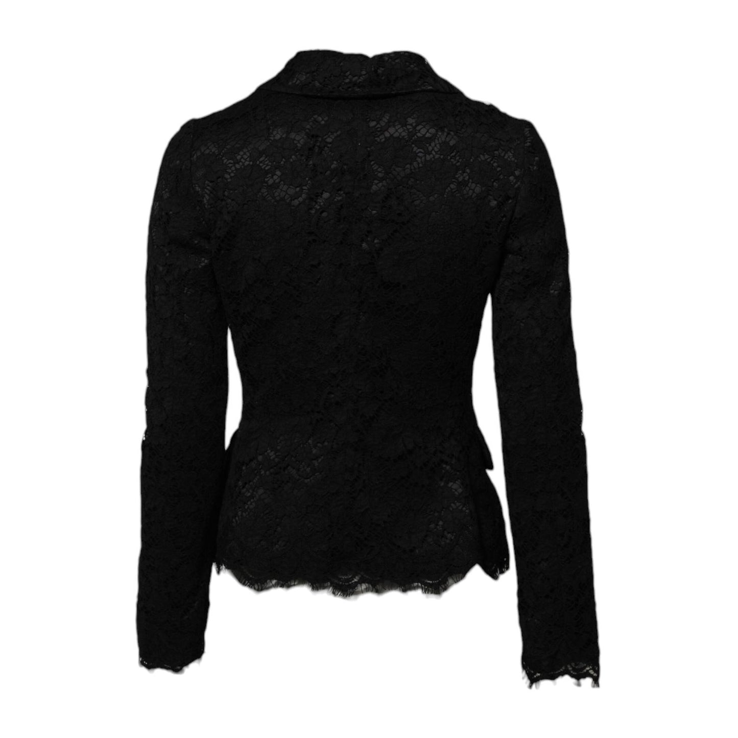 Dolce & Gabbana Black Floral Lace Cotton Collared Jacket JKT4099-38