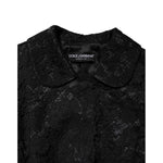 Dolce & Gabbana Black Floral Lace Cotton Collared Jacket JKT4099-38