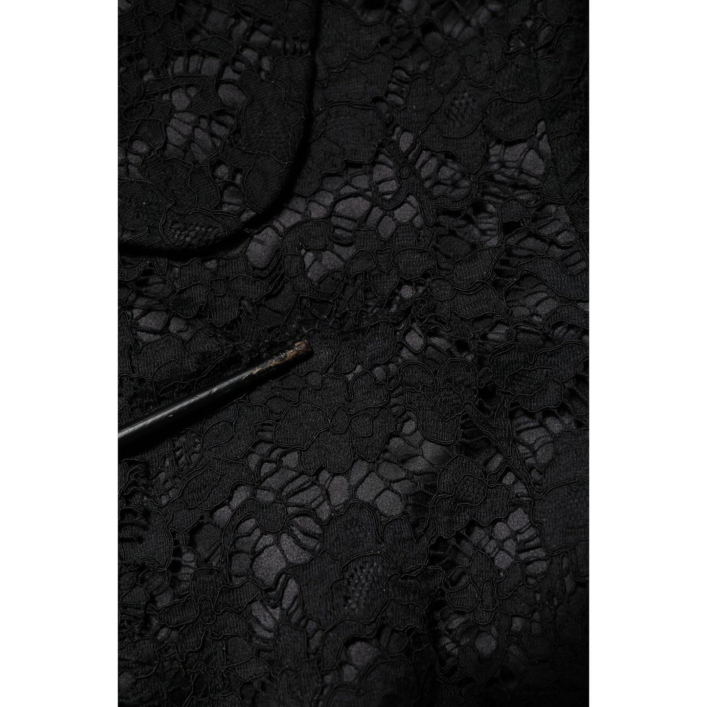 Dolce & Gabbana Black Floral Lace Cotton Collared Jacket JKT4099-38