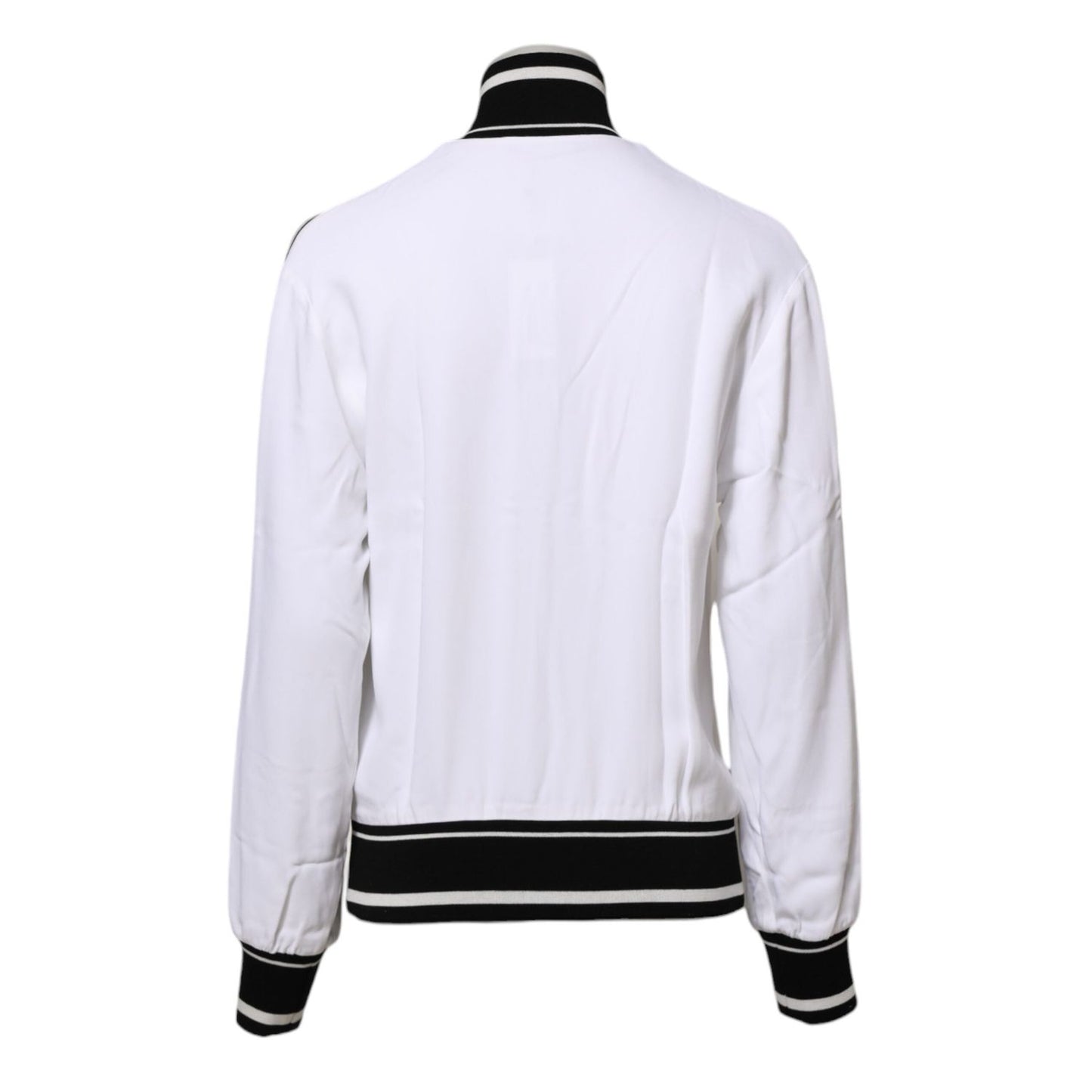 Dolce & Gabbana White Viscose Logo Women Full Zip Jacket JKT41300-36