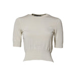 Dolce & Gabbana White Silk Short Sleeves Blouse Pullover Top