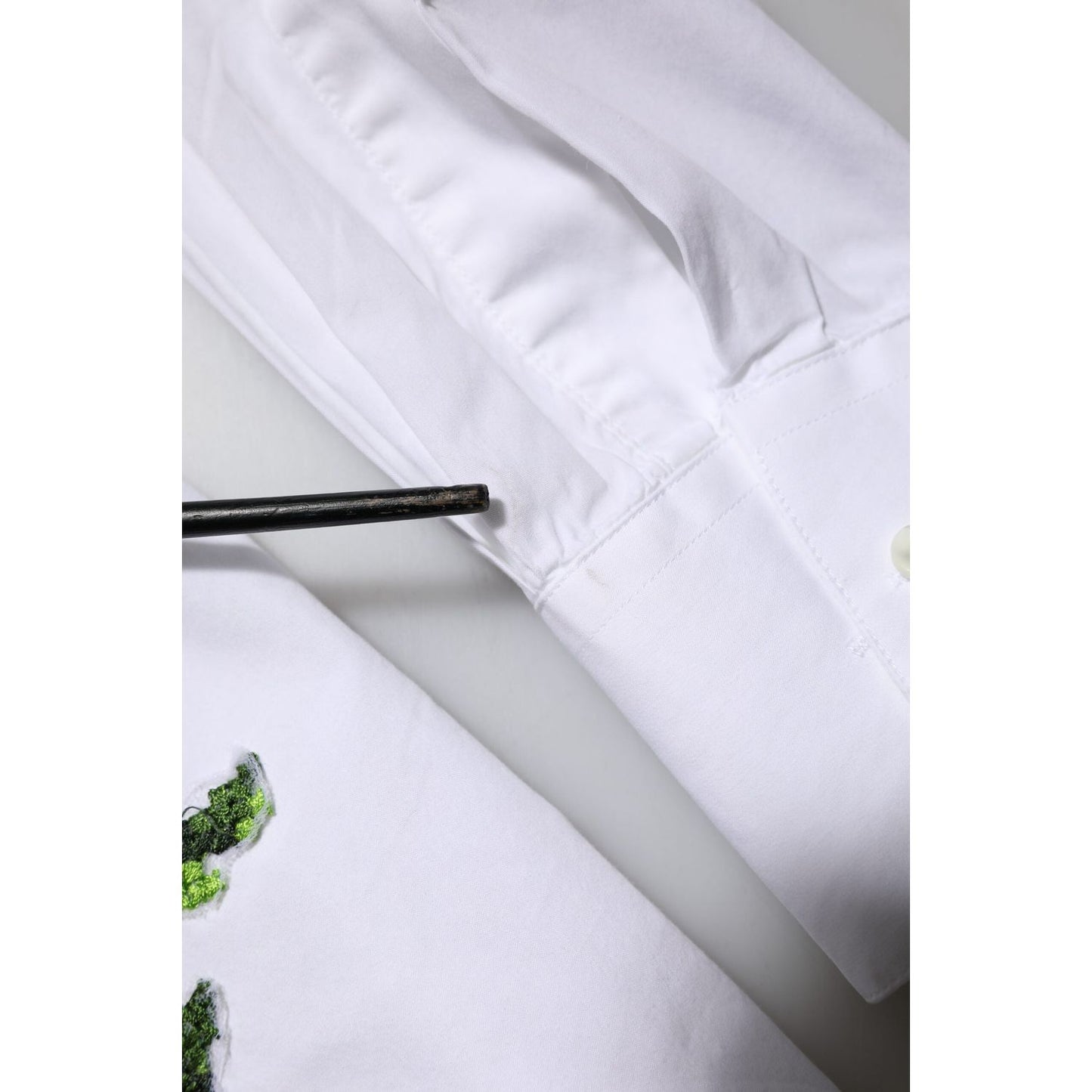 Dolce & Gabbana White Rose Embroidery Collared Shirt Top TSH90566-36