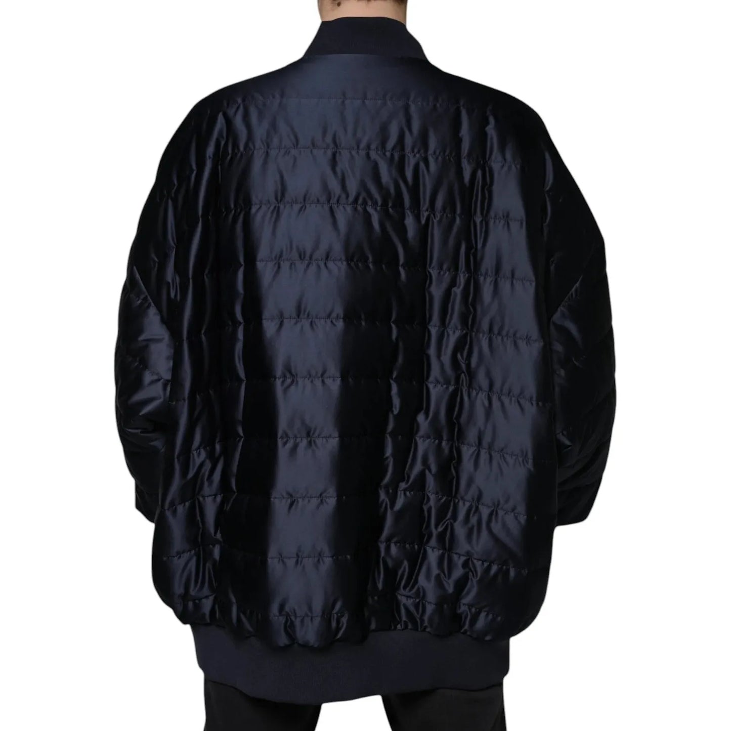 Dolce & Gabbana Dark Blue Quilted Full Zip Bomber Jacket TSH3794-56