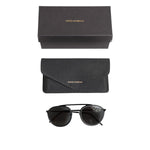Dolce & Gabbana Matte Black DG2276 Metal Rim Round Shades Sunglasses