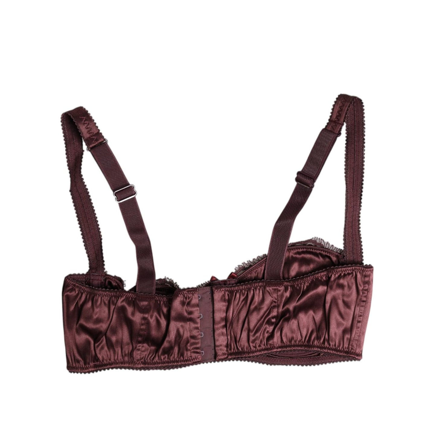 Dolce & Gabbana Burgundy Silk Underwired Balconette Bra Underwear BIK1314-2