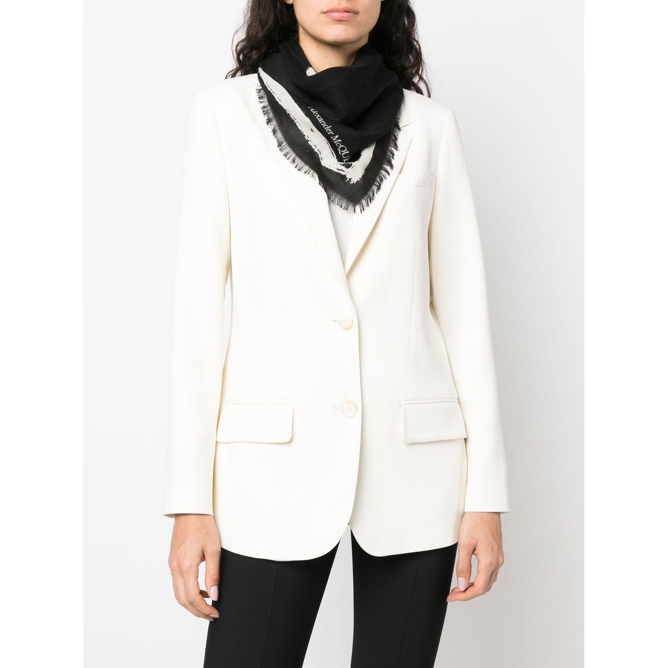 Alexander McQueen Scarfs Black Scarves Hats & Gloves Alexander Mcqueen White Smoke