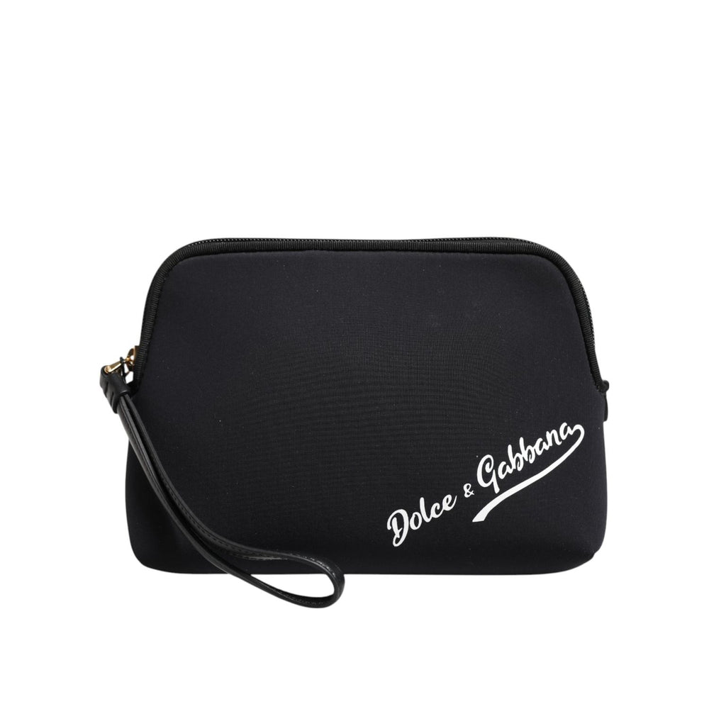 Dolce & Gabbana Black Solid Nylon DG LogoPrint Clutch Zip Borse Pouch Bag BAG4652