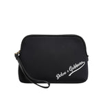 Dolce & Gabbana Black Solid Nylon DG LogoPrint Clutch Zip Borse Pouch Bag BAG4652