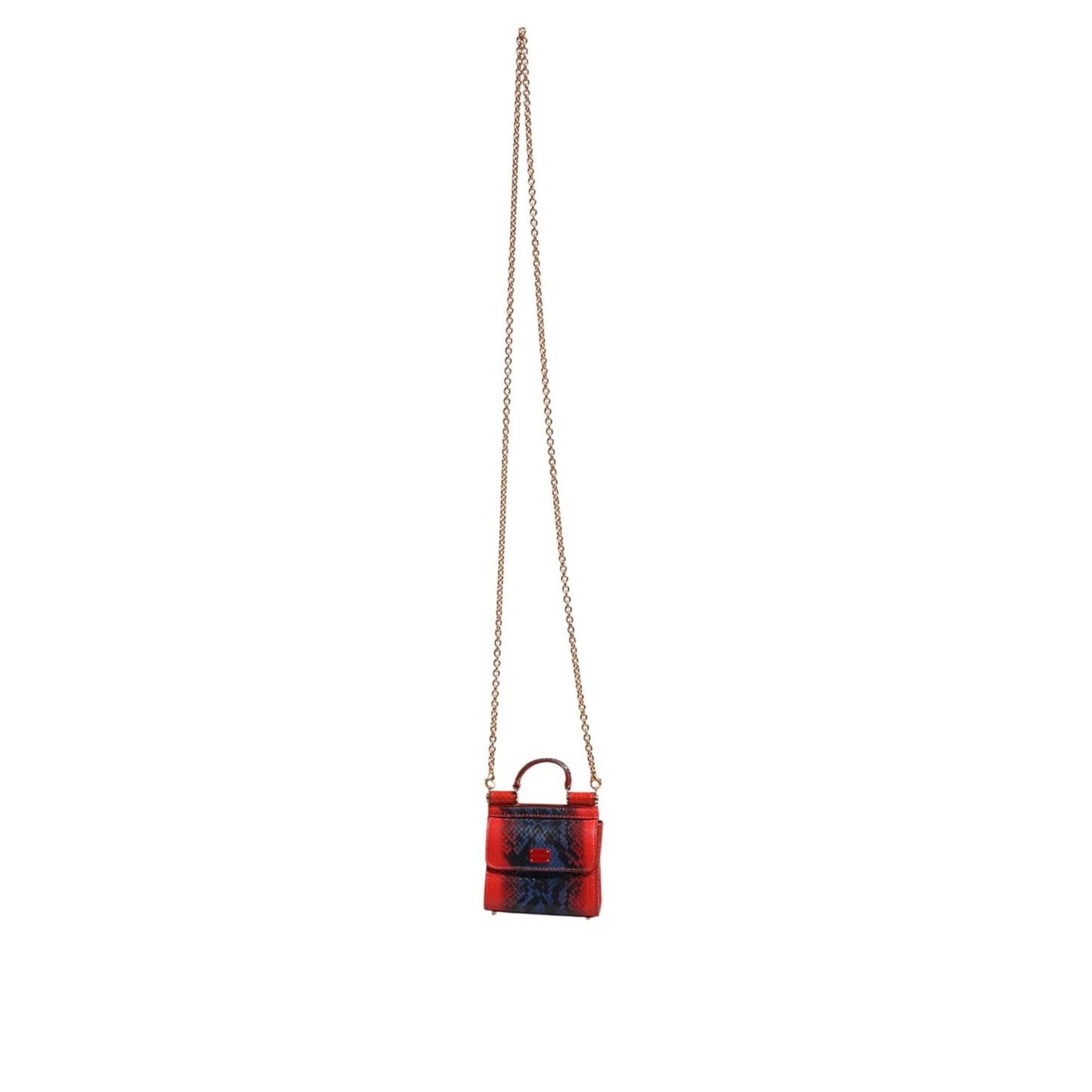 Dolce & Gabbana Red Blue Leather Sicily Crossbody Chain SatchelBorse Bag