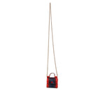 Dolce & Gabbana Red Blue Leather Sicily Crossbody Chain SatchelBorse Bag