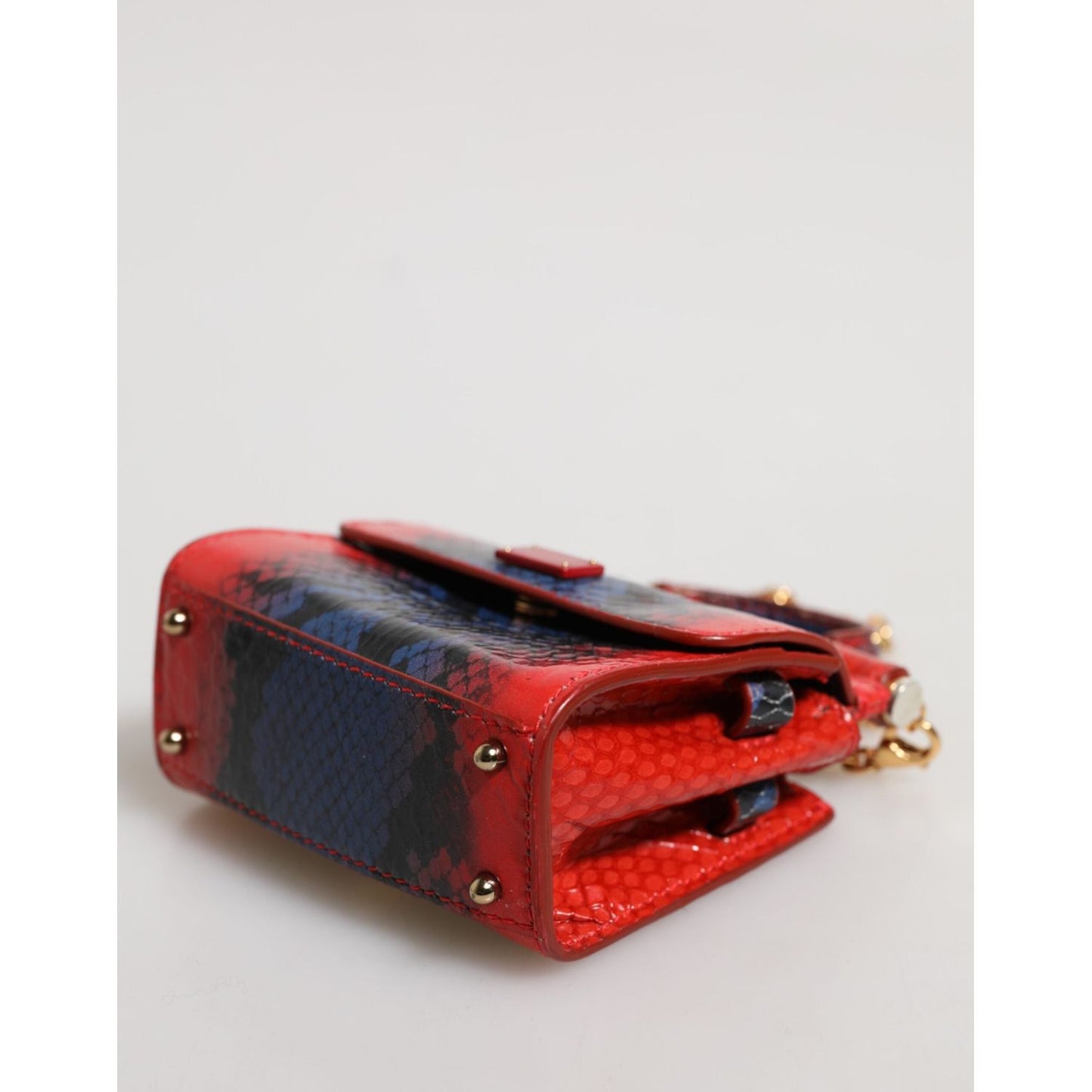 Dolce & Gabbana Red Blue Leather Sicily Crossbody Chain SatchelBorse Bag